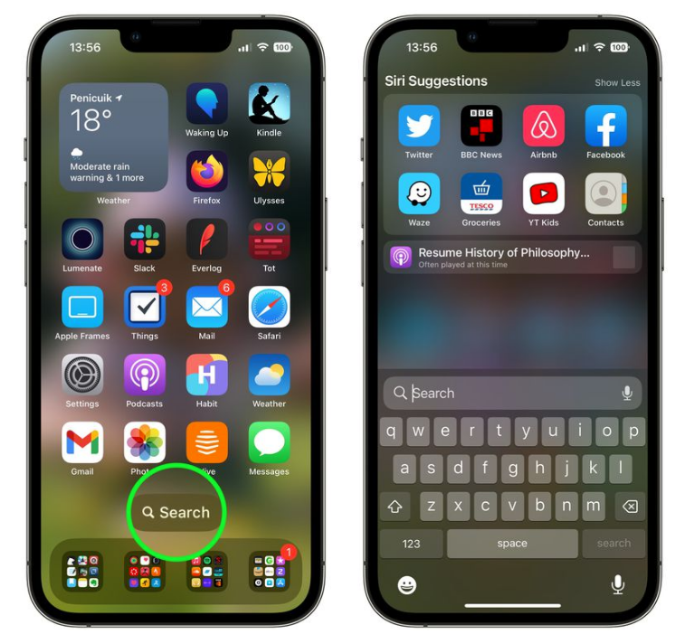 汉寿苹果手机维修分享升级到 iOS 16 后，如何删除主屏幕上的搜索按钮 